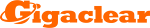 Gigaclear logo in orange text, with a ringed planet graphic round the capital letter "G".